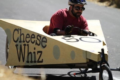 Mark Lattanzi in his Cheeze Whiz cart